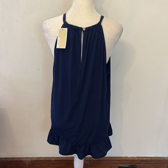 Michael Michael Kors navy halter top with ruffle bottom Size L New - Picture 8 of 13
